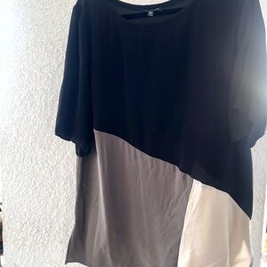 Eileen Fisher XL Silk Black, Cream, Brown Top